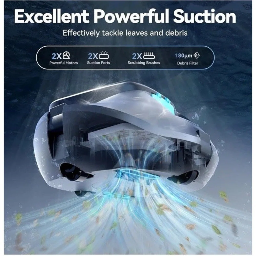 Poundee X1 Robotic Pool Vacuum Cordless‎ Pool Cleaner With 120mins No Charger